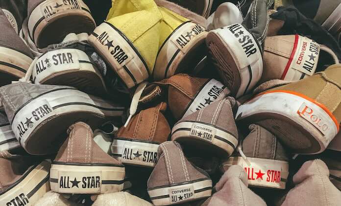 Pile of converse shoes