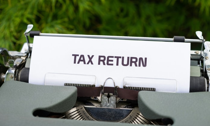 Tax return on typewriter